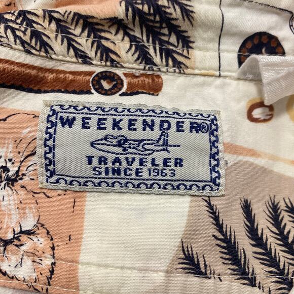 Weekender Traveler Camp Shirt Short Sleeve Button Down Cigar Smoker Print L - Picture 7 of 8